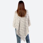 Wholesale women s Marled Knit Poncho Fringe Tassels One fits most L Acrylic Poly