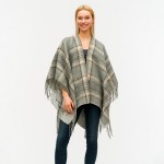 Wholesale plaid Ruana Fringe Details One Fits Most Acrylic