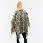 Wholesale plaid Ruana Fringe Details One Fits Most Acrylic