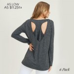 Wholesale women s Heather Knit Long Sleeve Racerback Relaxed Fit Top PACK o Long