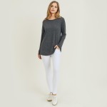 Wholesale women s Heather Knit Long Sleeve Racerback Relaxed Fit Top PACK o Long