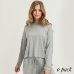 Wholesale women s Drop Shoulder Long Sleeve Relaxed Fit Top PACK TOP ONLY o Long