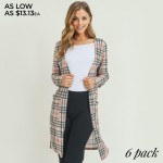 Wholesale women s Lightweight Plaid Maxi Cardigan Pockets Pack o Long sleeves o
