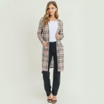 Wholesale women s Lightweight Plaid Maxi Cardigan Pockets Pack o Long sleeves o