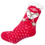 Wholesale assorted Fox Print Sherpa Slipper Socks Pack One fits most Non slip Do