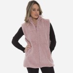 Wholesale women s Sherpa Vest Pockets Front Zipper Closure Front Pockets One fit