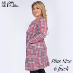 Wholesale women s Plus Lightweight Plaid Print Maxi Cardigan Pockets Pack o Long