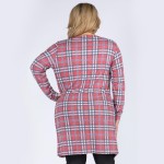 Wholesale women s Plus Lightweight Plaid Print Maxi Cardigan Pockets Pack o Long