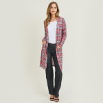Wholesale women s Lightweight Plaid Maxi Cardigan Pockets Pack o Long sleeves o