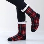 Wholesale assorted Plaid Print Sherpa Socks Pack o Unique pattern designs exteri