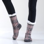 Wholesale assorted Plaid Print Sherpa Socks Pack o Unique pattern designs exteri