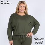 Wholesale women s Plus Relaxed Drop Shoulder Long Sleeve Top Pack Top ONLY o Lon