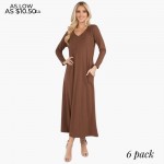 Wholesale women s Long Sleeve Maxi Dress Pack o Long maxi dress o V neck o Long