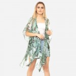 Wholesale lightweight Tropical Leaf Print Kimono Polyester One Fits Most