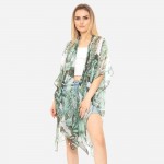 Wholesale lightweight Tropical Leaf Print Kimono Polyester One Fits Most