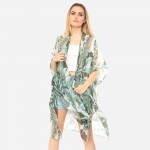 Wholesale lightweight Tropical Leaf Print Kimono Polyester One Fits Most