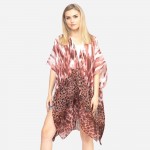 Wholesale women s Lightweight Tie Dye Animal Print Kimono One fits most Polyeste