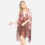 Wholesale women s Lightweight Tie Dye Animal Print Kimono One fits most Polyeste