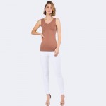 Wholesale women s Seamless Reversible V Neck Tank Top shoulder straps V neckline