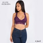 Wholesale women s Padded Lace Bralette pack Padded Floral Lace Racerback Back Br