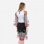 Wholesale women s Lightweight Floral Embroidered Mesh Kimono One fits most L Cot