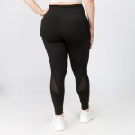 Wholesale women s Plus Active Mesh Stripe Pocket Workout Leggings o Double layer