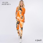 Wholesale women s Fashion Tie Dye Short Sleeve Top Legging Set pack Set Includes