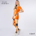 Wholesale women s Fashion Tie Dye Short Sleeve Top Legging Set pack Set Includes