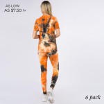 Wholesale women s Fashion Tie Dye Short Sleeve Top Legging Set pack Set Includes