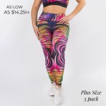 Wholesale plus Striped Athletic Leggings Rise Waistband Pack o rise waistband li