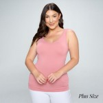 Women's Plus Size Seamless Reversible V-Neck Tank Top

- Wide shoulder straps
- V-neckline
- Back scoop neck
- Fitted silhouette
- Seamless design
- Buttery soft fabrication with stretch
- Longline hem


- One Size Fits Most 16-22
- 92% Nylon, 8% Spandex