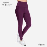 Wholesale paneled Full Leggings Sheer Accents Side Pockets Pack Waist Outside Po