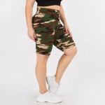 Wholesale plus Women s Classic Camo Print Peach Skin Biker Shorts Pack Skinny le