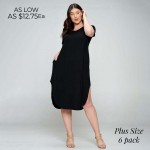 Wholesale plus Soft Stretchy Knit Fabric Dress Rounded Hem Short Sleeves Two Poc