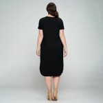 Wholesale plus Soft Stretchy Knit Fabric Dress Rounded Hem Short Sleeves Two Poc