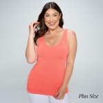 Lady's V Neckline Reversible Seamless Tank. 

• Wide shoulder straps
• V-neckline
• Back scoop neck
• Fitted silhouette
• Seamless design
• Buttery soft fabrication with stretch
• Pull-on/off
• Longline hem
• Imported

Pack Breakdown: 6pcs/pack. PLUS SIZE

Composition: 92% Nylon, 8% Spandex