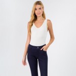 Wholesale seamless V neck Bodysuit Asymmetrical Neckline Thong Fit Remains Invis