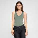 Wholesale seamless V neck Bodysuit Asymmetrical Neckline Thong Fit Remains Invis