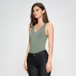 Wholesale seamless V neck Bodysuit Asymmetrical Neckline Thong Fit Remains Invis
