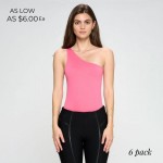 Wholesale seamless One Shoulder Bodysuit Asymmetrical Neckline Thong Fit Remains