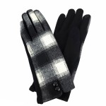 Wholesale plaid Smart Touch Gloves Button Accents Touchscreen Compatible One Fit