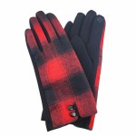 Wholesale plaid Smart Touch Gloves Button Accents Touchscreen Compatible One Fit