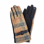 Wholesale plaid Smart Touch Gloves Faux Leather Accents Touchscreen Compatible O