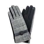 Wholesale plaid Smart Touch Gloves Faux Leather Accents Touchscreen Compatible O