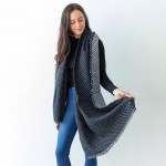 Wholesale women s Polka Dot Woven Knit Scarf Fringe Edges W L Acrylic