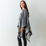 Wholesale women s Plaid Knit Ruana Wrap Fringe Edges One Fits Most Polyester