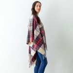 Wholesale women s Plaid Fleece Ruana Wrap Tassel Edges One Fits Most Polyester