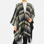 Wholesale reversible Plaid kimono fringe tassels One fits most Acrylic