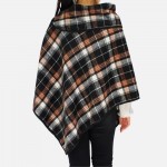 Wholesale plaid poncho button detail cowl neck One fits most Polyester