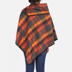 Wholesale plaid poncho cowl neck button details Can be worn two ways One fits mo